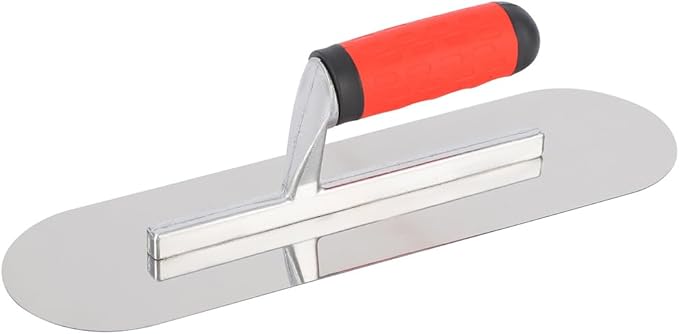 2Pcs Pool Trowel Set Stainless Steel Concrete Tools, Large Size Includes 16'' x 4'', 14'' x 4'' Masonry Hand Tool with Soft Grip Handle, Lightweight,Plastering Trowel for Drywall Plastering