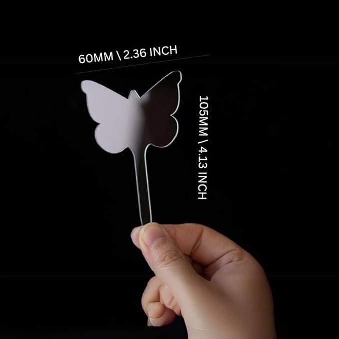 Acrylic Butterfly Plant Labels – 20 Pack Garden Tags for Pots, Thick & Durable, Transparent Design for Easy Writing – Reusable Garden Markers for Indoor & Outdoor Use