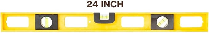 Mayes 10140 Top View Magnetic Level, 24 Inch Level Made in USA, 3 Vials with 270° Center View, Ruled Edge for Accurate Measurements, V-Groove for Curved Surfaces