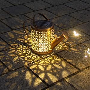 Solar Watering Can Light Outdoor Decor - Waterproof Solar Garden Pathway Lights for Yard, Garden - Perfect Gifts for Women, Mom, Grandma Birthday (Petal Design)