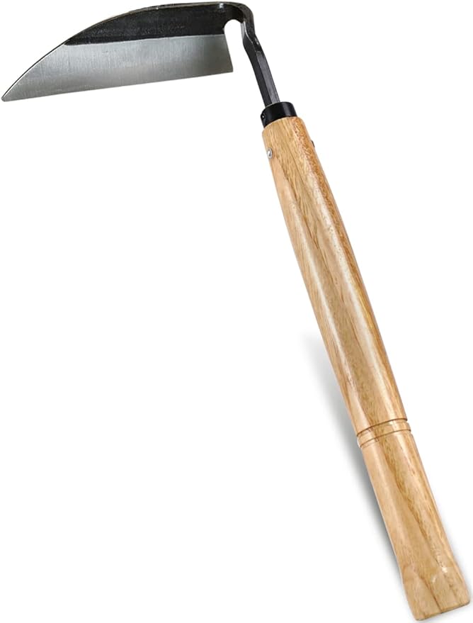 TOYPOPOR Japanese Weeding Sickle Hoe, Gardening Tools, Weed Remover, Hand Weed Cutter, Kama Twisted Scythe with High Carbon Steel Blade for Cutting Grass, Soil loosening, harvesting, Digging