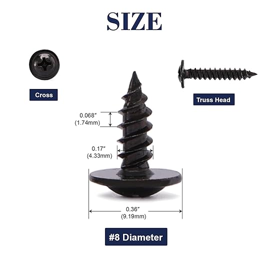 #8 Screws Assortment Set 210Pcs Alloy Steel Standard Thread Truss Head Fast Self Tapping Wood Screw Black Oxide by SG TZH