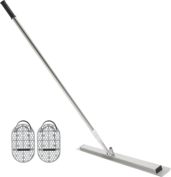 Bull Float Concrete Float, Concrete Trowel, Stainless Steel Leveling Tool, Adjustable 3.94-6.56ft Telescopic Pole for Smoothing Floors/Walls (31.5" Blade)