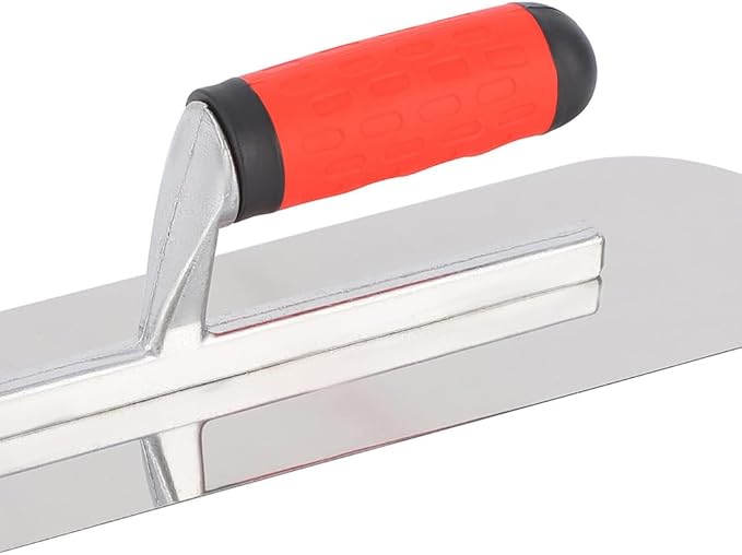 2Pcs Pool Trowel Set Stainless Steel Concrete Tools, Large Size Includes 16'' x 4'', 14'' x 4'' Masonry Hand Tool with Soft Grip Handle, Lightweight,Plastering Trowel for Drywall Plastering