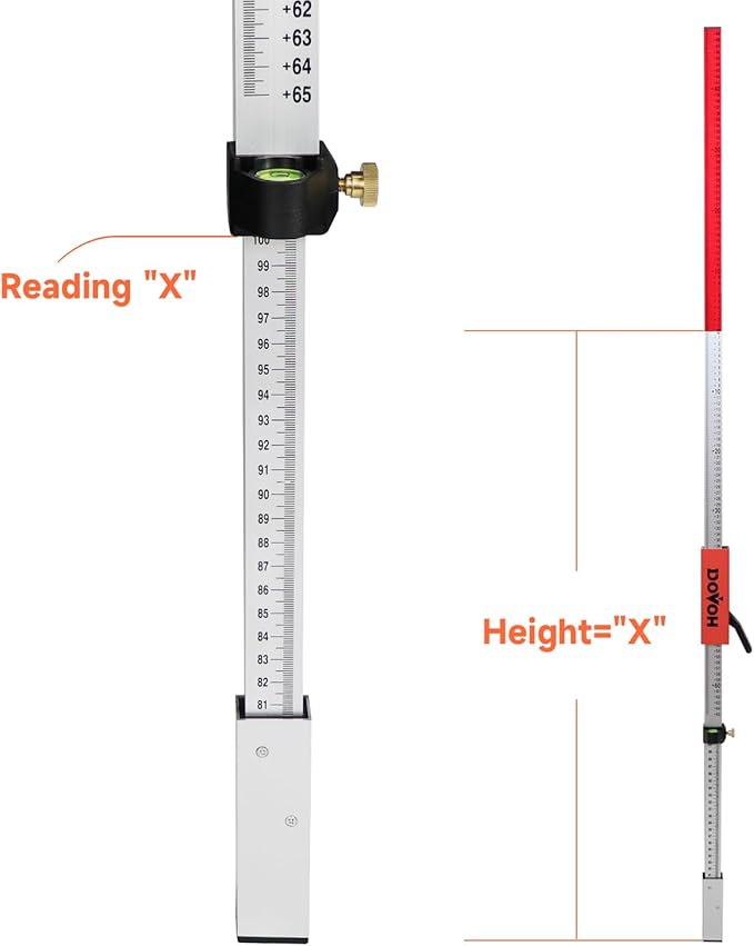 Grade Rod for Laser Level, with Quick-Release Slider for Laser Receiver, 7.9ft/2.4m Adjustable Aluminum Laser Level Stick, DP2400