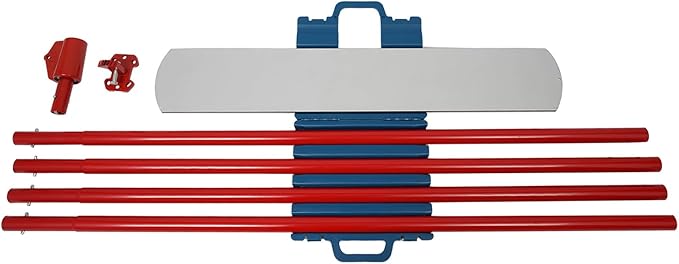 Trowel Concrete Kit，Concrete Finishing Trowel Bull Float Concrete Kits Cement Surface Finish Tool with 4 Handles 48x8'' (Red)