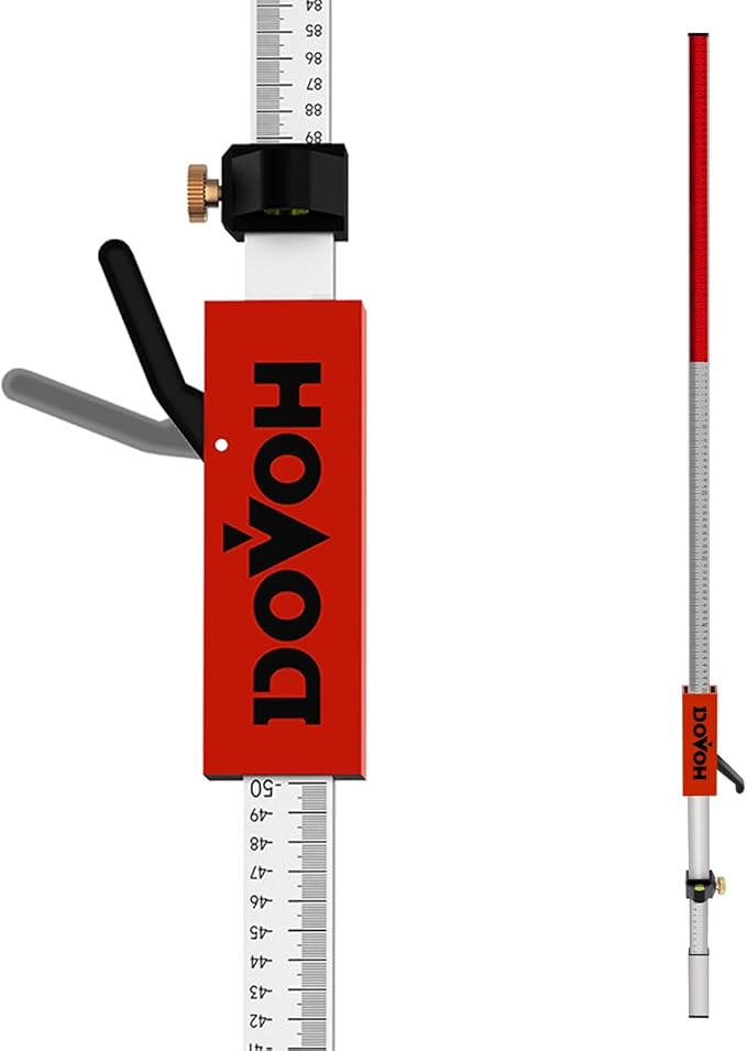 INCH/MM Grade Rod for Laser Level, with Quick-Release Slider for Laser Receiver, 2.4m/7.9ft Adjustable Length Aluminum Laser Level Stick, DP2400