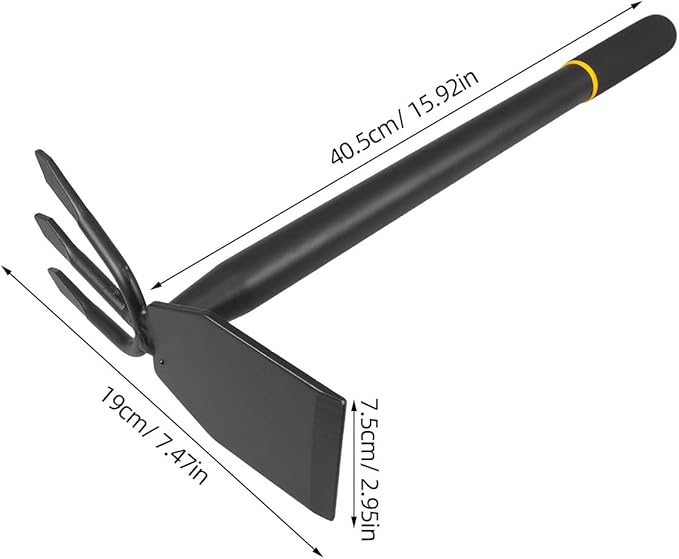 Yardwe Hoe and Cultivator, Garden Rake Hand Tiller Tool Heavy Duty Cultivator Hoe for loosening Soil Weeding Digging Flower Planting Garden Farming Agriculture Tool