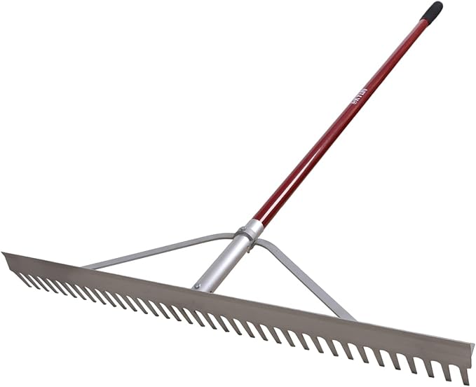 KYLIN Landscape Rake Heavy Duty with 36Tines 36Inch Wide Aluminum Head 60Inch Handle, Large Leaf Rake Tool for Loosening Soil, Lawn Care, Weeding Lake, Garden, Pond, Beach Landscaping