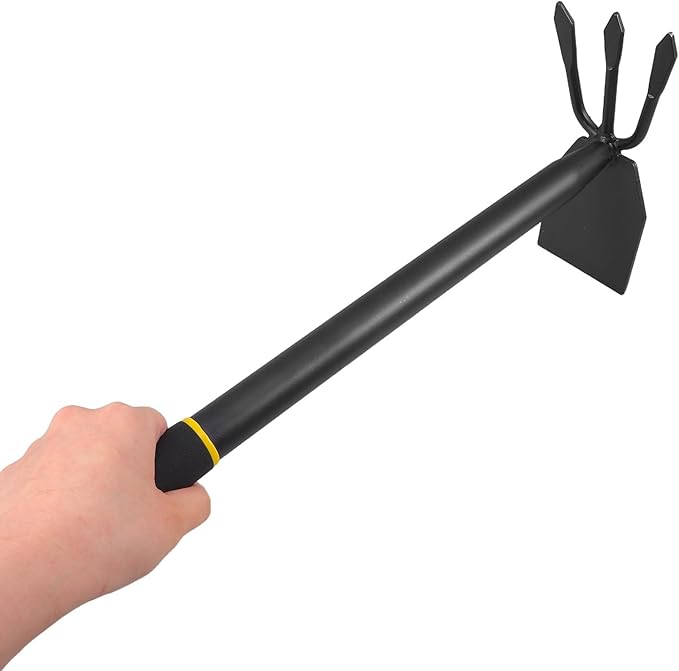 Yardwe Hoe and Cultivator, Garden Rake Hand Tiller Tool Heavy Duty Cultivator Hoe for loosening Soil Weeding Digging Flower Planting Garden Farming Agriculture Tool