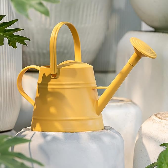 1 Gallon Watering Can for Plants, Watering Cans for Indoor&Outdoor Gardening, Water Can with Ergonomic Movable Handle (Yellow)