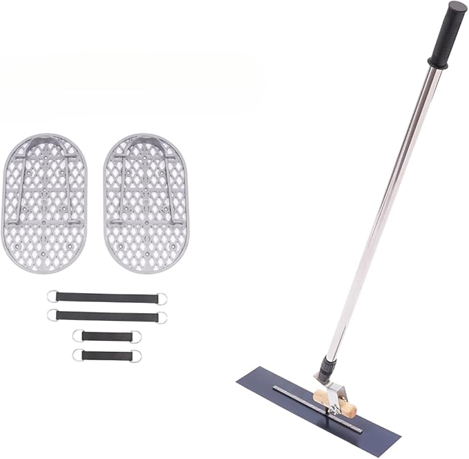 Bull Float Concrete Float, Concrete Finishing Shoes, 19.69 x 3.94in Cement Surface Smoothing Tool w/Concrete Finishing Shoes Large Trowel Concrete Kit Handle Cement Tools Concrete Kit
