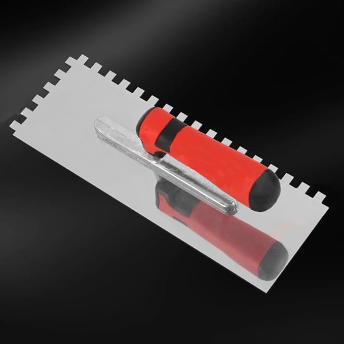 5Pcs Square Notched Trowel Set,Stainless Steel Concrete Trowels Margin Flooring Trowel,Masonry Hand Tool with Soft Grip Handle for Wall Floor Tiling Installation