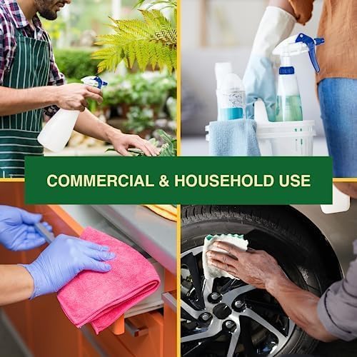 Heavy Duty 32oz Plastic Spray Bottles for Cleaning - Large Empty Industrial Bottles for Gardening Solutions, Vinegar, Chemicals, Professional Cleaners - Adjustable Sprayer Nozzle - Blue/Yellow 2 Pack