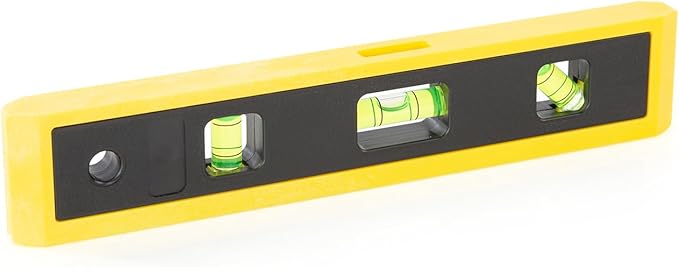 Mayes 10792 Professional Torpedo Level, Made in USA, 9" Magnetic Level for Pipe and Conduit Alignment, V-Groove Edge with 3 Vials and Pocket-Safe Design