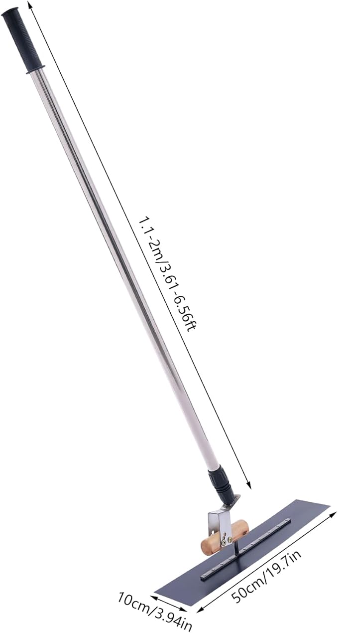 Bull Float Concrete Float, Concrete Finishing Shoes, 19.69 x 3.94in Cement Surface Smoothing Tool w/Concrete Finishing Shoes Large Trowel Concrete Kit Handle Cement Tools Concrete Kit