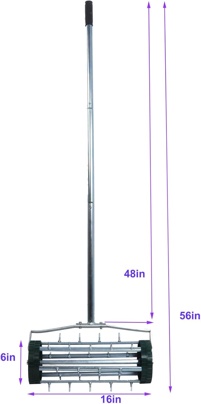 Ochine Lawn Aerator Push Spike Aerator, Push Lawn Aerator Heavy Duty Rolling Manual Yard Aerator Lawn Tool Manual Lawn Aeration Equipment for Lawn Yard Garden Grass Maintenance