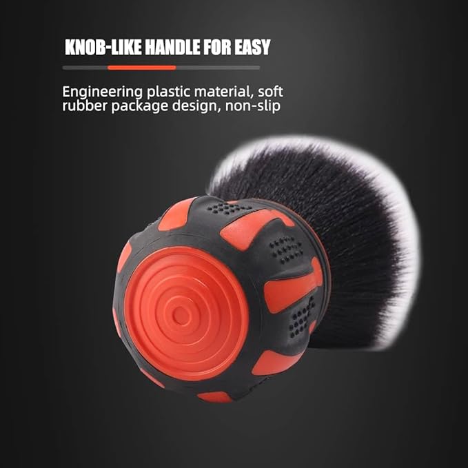 SPTA Ultra Soft Detailing Brush, Car Detail Brush, Orange Handle XL Synthetic Brush - Ultra Soft Bristles, Comes with Storage Rack, Covers Large Area Inside or Outside Vehicles