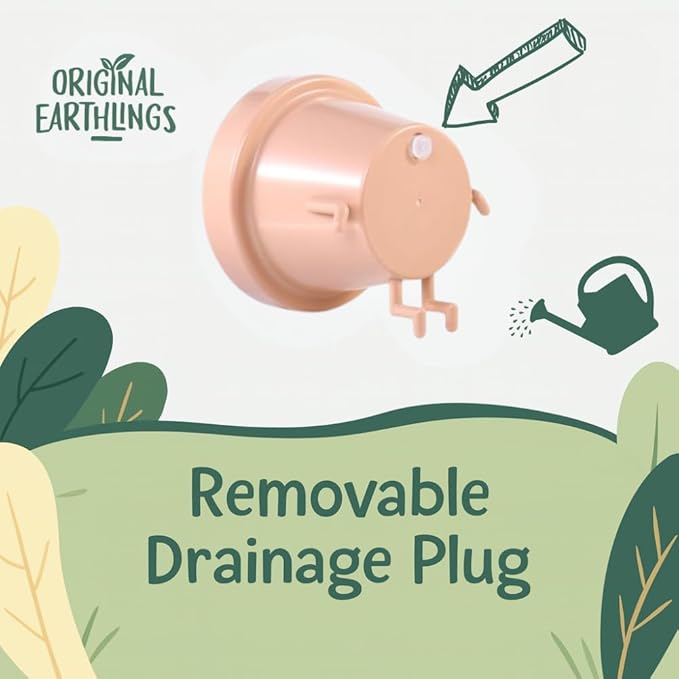 Original Earthlings Sitting Small Plant Pot - 4 Inch Cute Plant Pot - Succulent & Cactus Christmas Planters, Removable Drainage Plug, Cute Decor Plant Gifts for Plant Lovers, Teacher Gifts