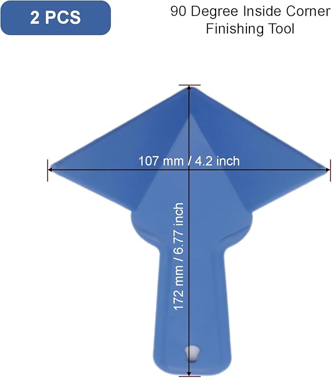 Drywall Corner Trowel, 2 Pack 90 Degree Inside Corner Finishing Tool, 6.77" x 4.2" Plastic Mud Scraper for Drywall Taping, Mudding, Wall Scraping, Stucco