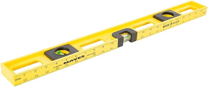 Mayes 10140 Top View Magnetic Level, 24 Inch Level Made in USA, 3 Vials with 270° Center View, Ruled Edge for Accurate Measurements, V-Groove for Curved Surfaces