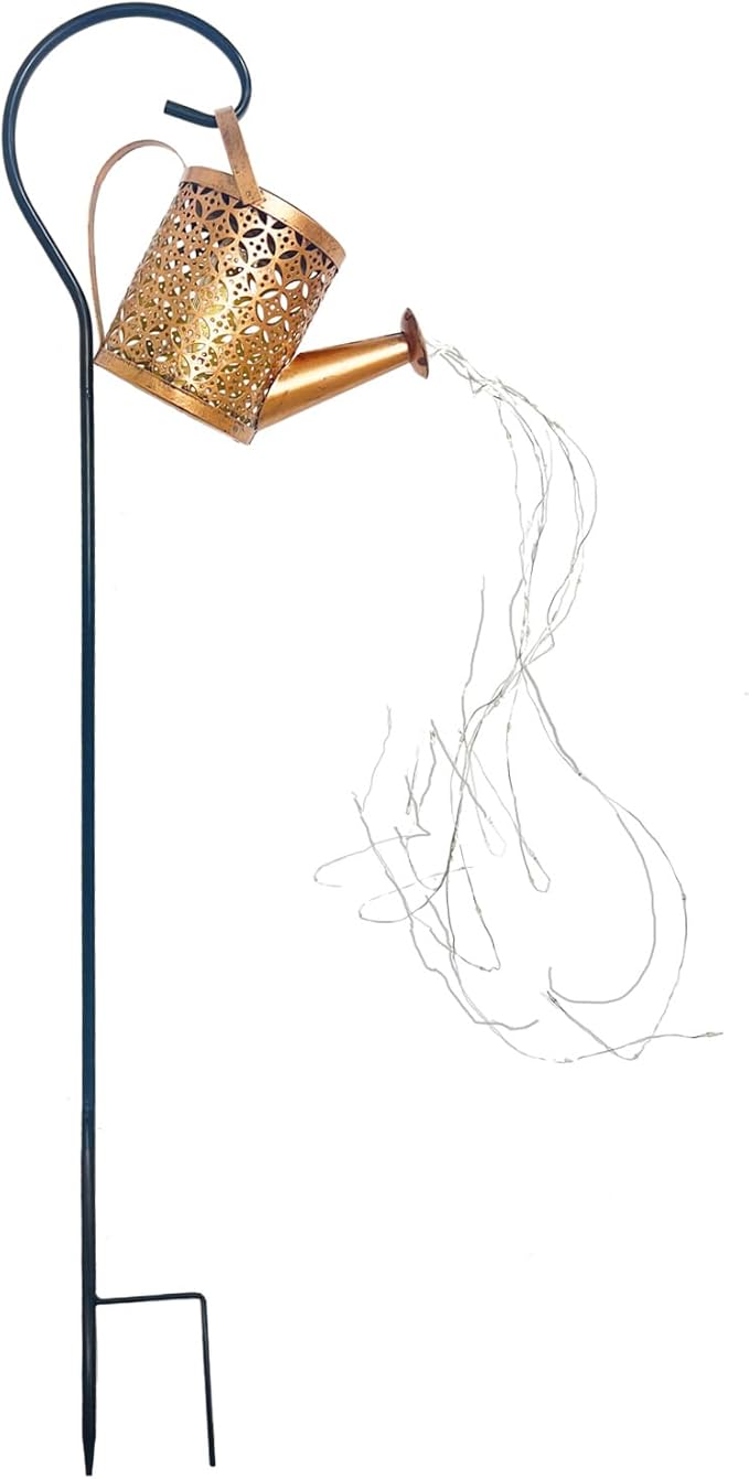 Solar Watering Can Light Outdoor Decor - Waterproof Solar Garden Pathway Lights for Yard, Garden - Perfect Gifts for Women, Mom, Grandma Birthday (Petal Design)