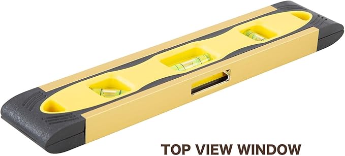Mayes 10790 Magnetic Torpedo Level, Made in USA for Leveling Pipes and Metal Surfaces, 9 Inch, V-Groove Base, 3 Acrylic Vials, Extruded Aluminum Frame