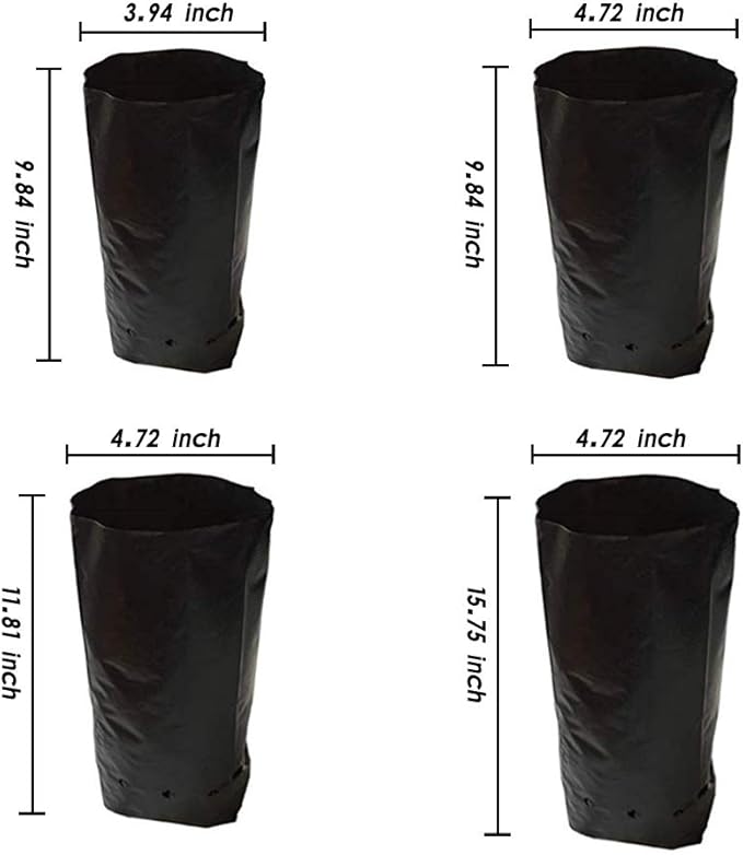 100 PCS Thicken Plastic Nursery Bags for Plants Fruit Flower Grow Bags Seedling Pots (7.87x11.81 in)