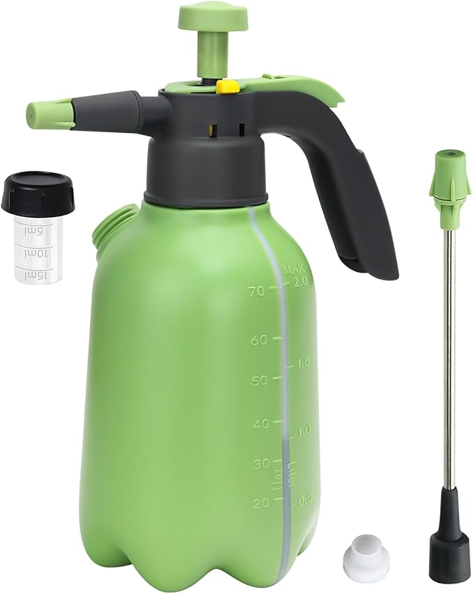 0.5 Gallon Hand Pump Sprayer for Garden Plant and Cleaning with 2 Adjustable Nozzle and Side Water Inlet & Safety Valve