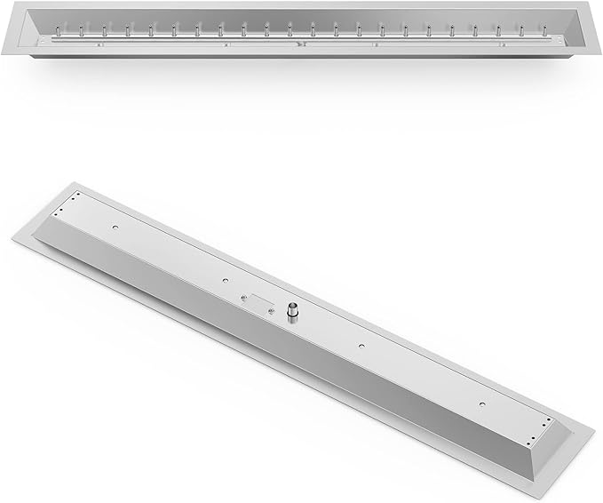 Stanbroil 48" x 6" Drop-in Fire Pit Pan with Burner, Upgraded Stainless Steel Jet Burner, High Flame, 91k BTU Max, Linear