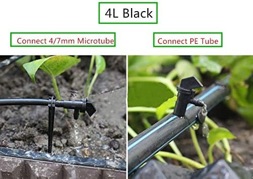 Lxcom Lighting 100 Pack 1 GPH Flag Drip Emitter Drip Emitters 4L/H Emitter Sprinkler Drippers System Parts Connect 4mm/7mm Hose for Lawn Vegetables Garden (Black)
