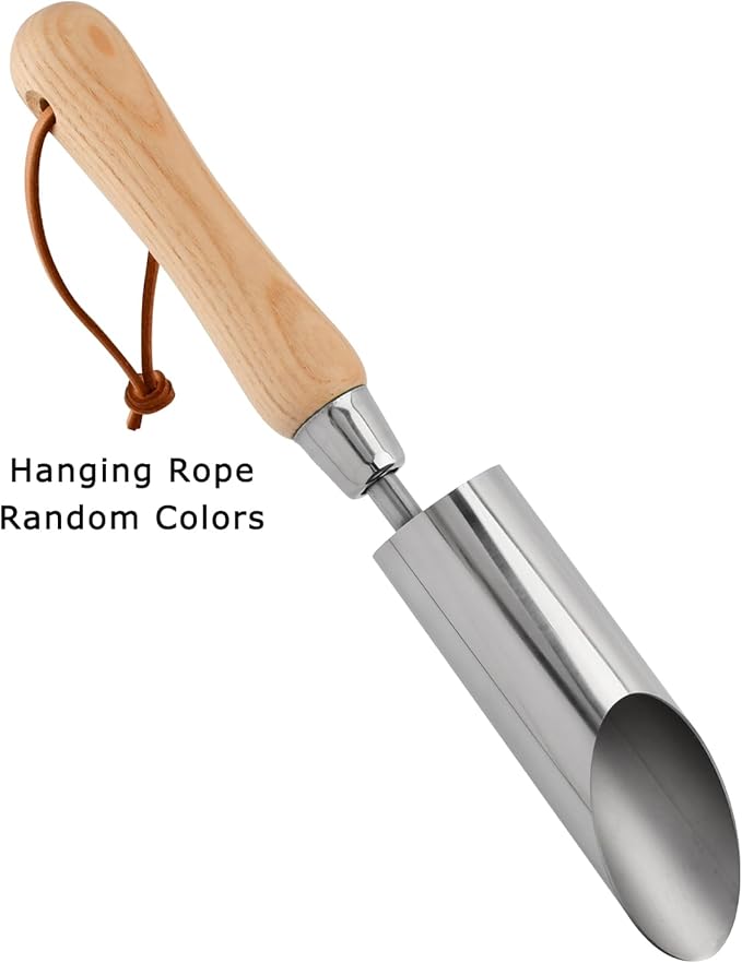 Bulb Planter Tool, 11" Stainless Steel Bulb Planter Tool, Garden Bulbs Transplanter Tools, Manual Hole Digger with Wood Handle, Dibble Tools for Seeding Planting, Flower Planters