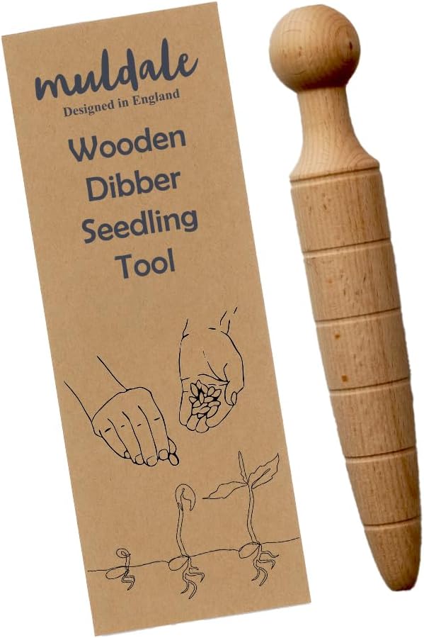 Garden Dibber Seed Planter Tool – Wooden Seed Dibber for Planting Tapered Gauge Handheld Bulb Planting Tool for Seedlings