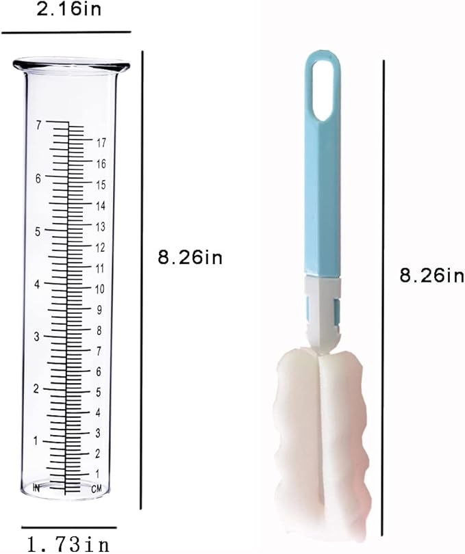 BIUWING 7 inch Rain Gauge Replacement Tube Glass for Yard Garden and Outdoor Home, with Tube Brush, Best Rated,2 Packs
