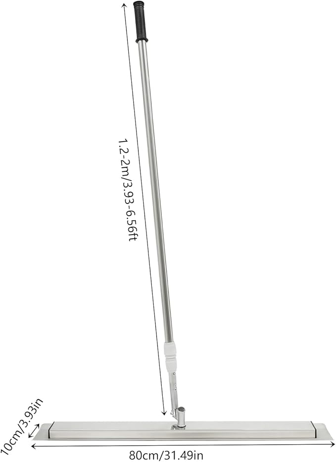 Bull Float Concrete Float, Concrete Trowel, Stainless Steel Leveling Tool, Adjustable 3.94-6.56ft Telescopic Pole for Smoothing Floors/Walls (31.5" Blade)