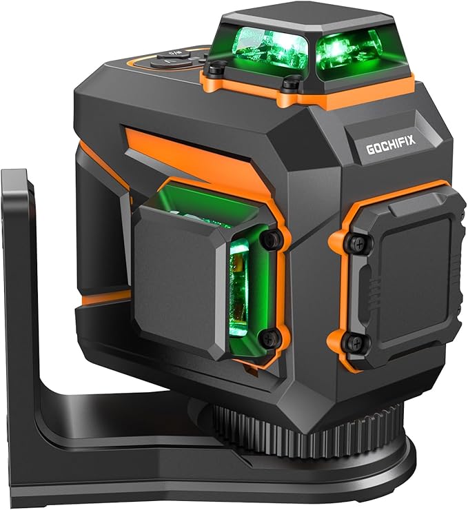 Laser Level 360 Self Leveling Green Line Laser Level Tool Wall Suction Stand Receiver 100ft Line Laser for Picture Hanging Outdoor Rechargeable Battery,2x360,2D