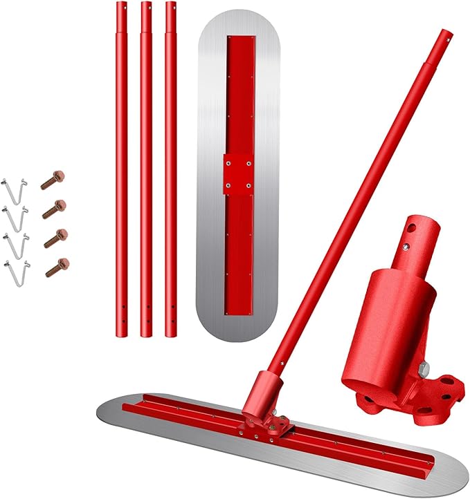 Bull Float With 48x12 Inch Base, 22 Pounds Bull Float Concrete Tools, Stainless Steel Concrete Bull Float With Four Aluminum Alloy Poles, Concrete Finishing Tools