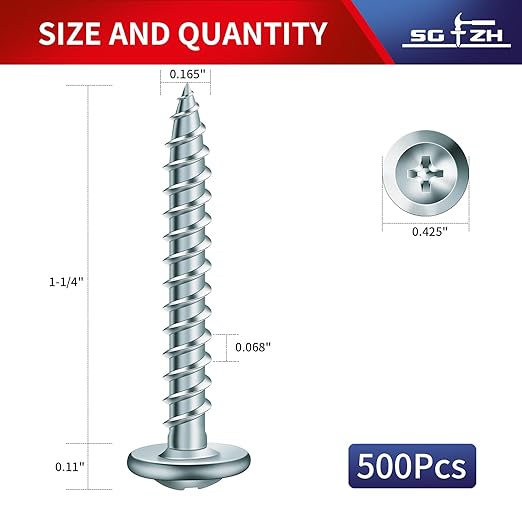 #8 x 1-1/4" Wood Screw 500Pcs Alloy Steel Standard Thread Truss Head Fast Self Tapping by SG TZH