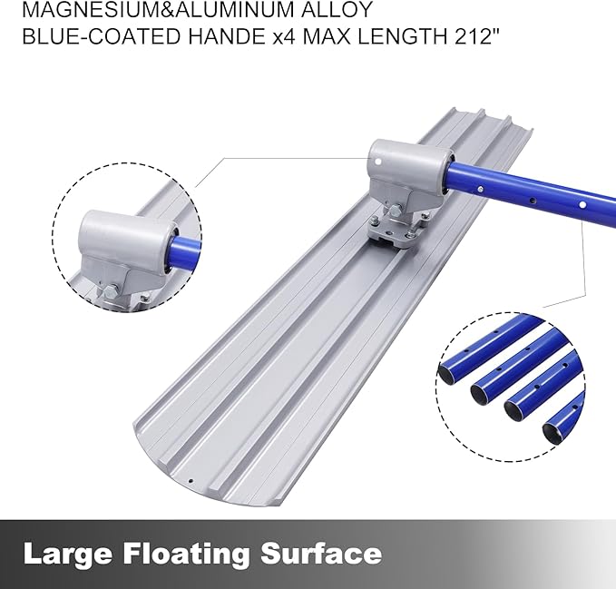 Bull Float Aluminum Magnesium Alloy Concrete Float 48"x8" Round End Board Kit trowel Tool Cement Tools Float Bracket Concrete Tools Finishing With 57" Handle x4 VOYAR