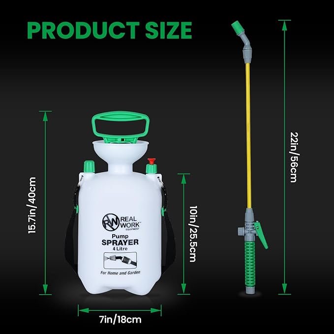 REALWORK 1-Gallon Handheld Tank Sprayer with Easy-Carry Shoulder Strap for Lawn, Garden, Yard, in Translucent White