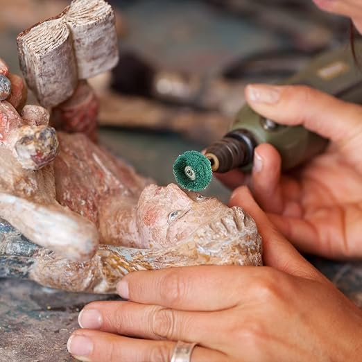 Rocaris 200 Pack Abrasive Wheels, 1" (25mm) Abrasive Buffing Polishing Wheels Burr for Rotary Tools-1/8(3mm) Shank…