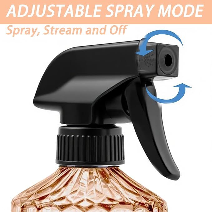 Glass Handheld Spray Bottle, 15oz Refillable Water Bottle Spray, Reusable Adjustable Nozzle Plant Mister Spray Bottles Indoor, Plant Mister for Hair, Cleaning, Gardening, Pets Care (Orange)