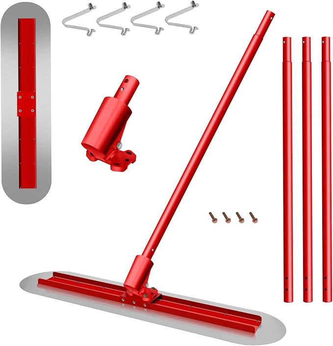 Generic Concrete Bull Float 48''x12'' Cement Surface Smoothing Tool with Detachable Aluminium 3 Handle 1.8M Concrete Finishing Trowel with Tilt Bracket and Rotary Regulator Concrete Bull Float Kit