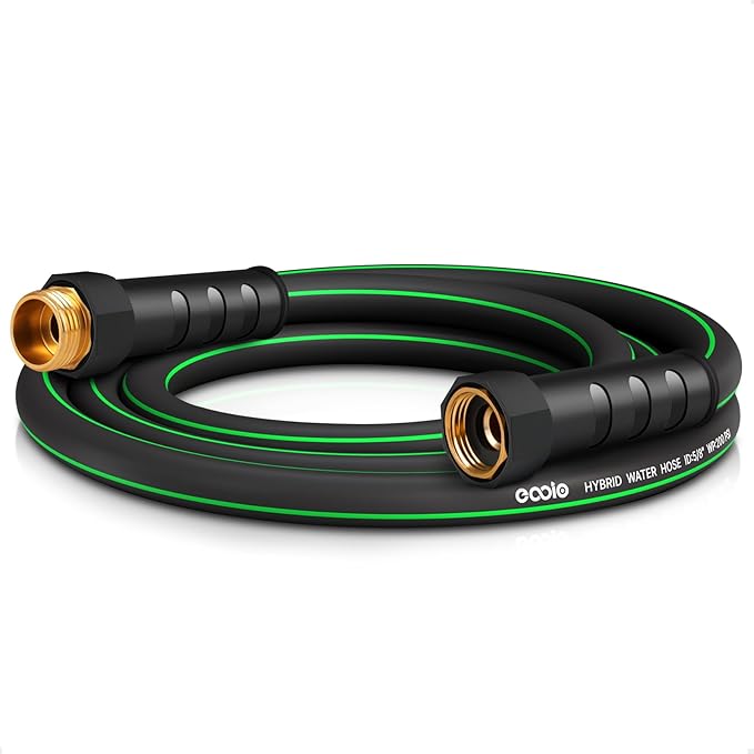 Heavy Duty Garden Hose 6ft, NON-EXPANDABLE Flexible Water Hose, Kink Resistant Lightweight Hybrid Hose, Leakproof Hose Male to Female Fittings