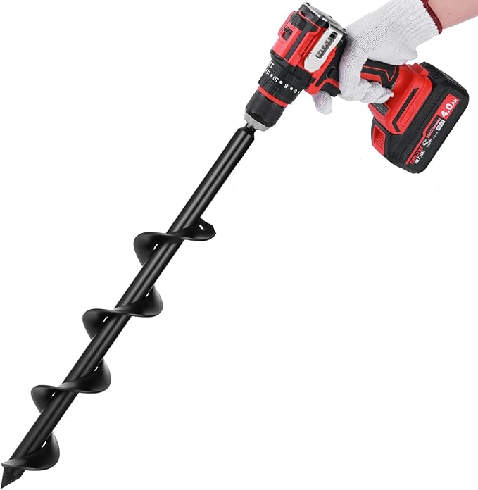 ERYTLLY Auger Drill Bit for Planting 2 x14.5inch,Garden Auger Spiral Bulb Planter Tool for Umbrella Holes Post Hole Digger - Compatible with 3/8 inch Hex-Shank Drill