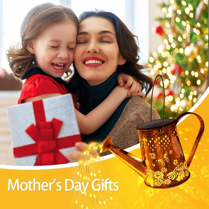 Solar Watering Can Lights, Unique Gardening Owl Gifts for Christmas Mom Women Grandma Birthday, Waterproof Large Hanging Solar Lantern for Outdoor Garden Patio Yard Pathway