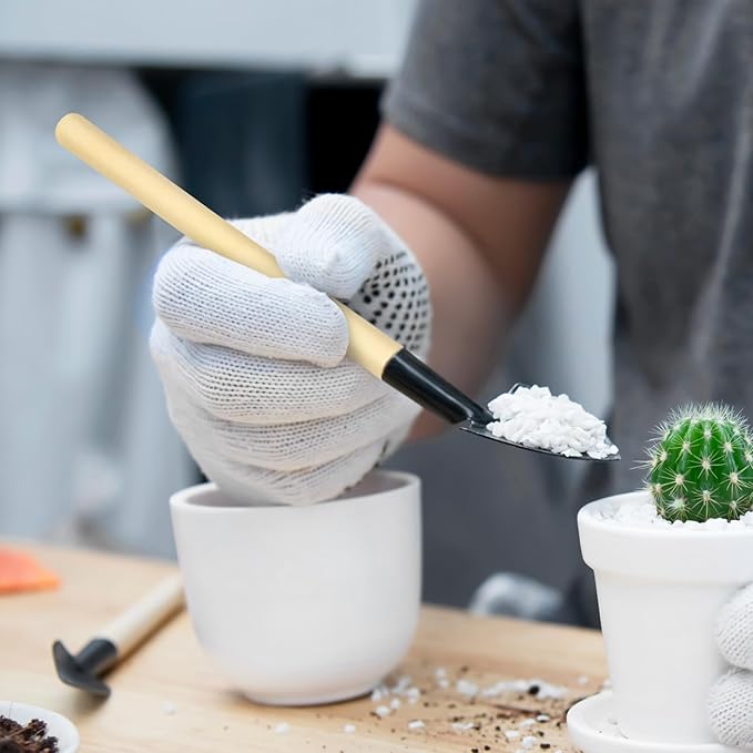 DOITOOL 4 Set Mini Gardening Tools Portable Mini Rake Trowel and Small Shovel for Succulent Bonsai Herbs Planting Terrariums Indoor Gardening Tools