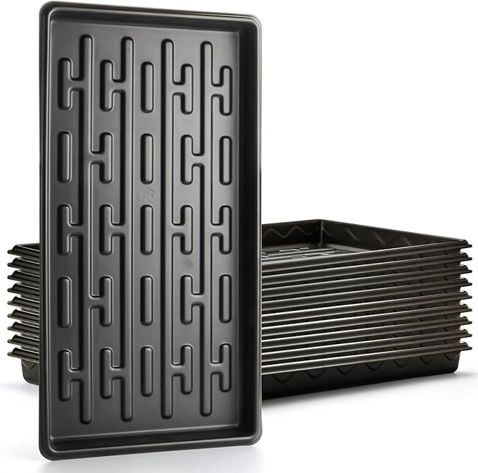 Shallow 1020 Nursery Flat Trays Specialized for Holding & Carrying 200 Cell Plug Seedling Trays (Height is 1.3"),Microgreen Germination Trays,10 Pack, No Holes (YB01, 10Pcs)
