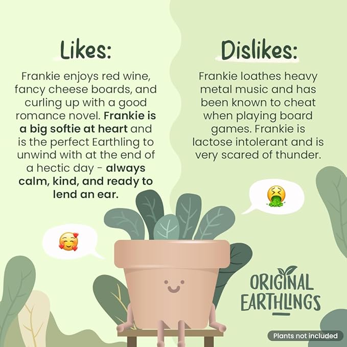 Original Earthlings Sitting Small Plant Pot - 4 Inch Cute Plant Pot - Succulent & Cactus Christmas Planters, Removable Drainage Plug, Cute Decor Plant Gifts for Plant Lovers, Teacher Gifts