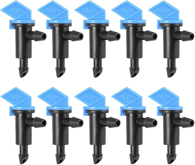 uxcell Flag Dripper 2 GPH 8L/H Emitter Sprinkler for Garden Lawn Drip Irrigation Connect 4/7mm Hose, Plastic 10pcs